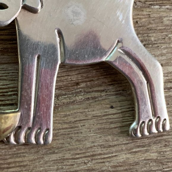 Vintage 925 Silver Doggie Brooch-unique - Picture 9 of 11